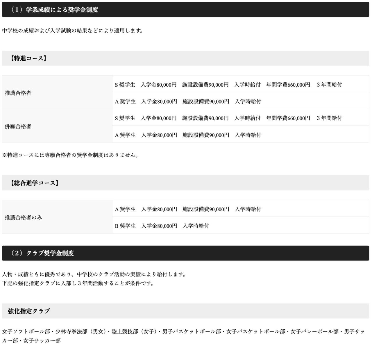 京都西山高等学校の特待生制度