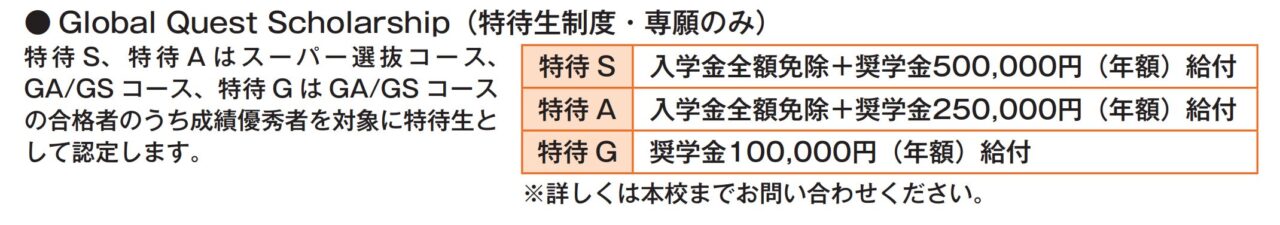 追手門学院大手前高校の特待生制度